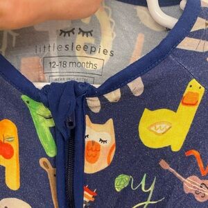 Little Sleepies Blue Zip-Up with Colorful Prints